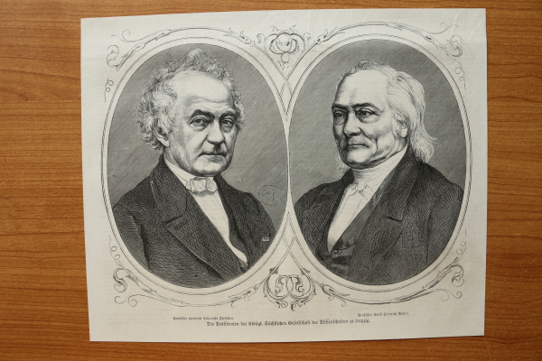 Wood Engraving Leipzig 1871 presidents of the royal saxon society of sience